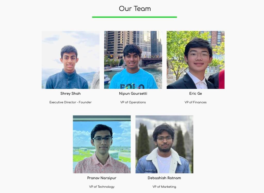 The five Redmond High School executive board members who began Redmond Coding Association in 9th grade and continue as board members 2 years later. (Photo Courtesy of Redmond Coding Association)
