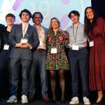 Rabbi Elazar and Esther Bogomilsky flank the Mezistranos, the Friendship Circle honoree family for their robust volunteerism over the years: Dan, Levi, Joel, Hoda and Avi. Andy Nystrom/ staff photo