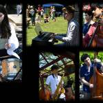 From left to right, top, Mercer Island High School jazz quintet Groove Fusion members are Alanna Larson, drums, Julian Jay, piano, and Sidh Shroff, bass; and bottom, Lukas Flood Wallin, saxophone, and Daniel Marcus, bass. The band performed at the June 19 Juneteenth Community Celebration at Mercerdale Park. Andy Nystrom/ staff photos