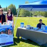 From left, Amy French, Mercer Island Youth and Family Services Foundation executive director; foundation summer intern Natalie Wingo; and YFS Administrator Derek Franklin attend the Juneteenth Community Celebration at Mercerdale Park. Courtesy photo