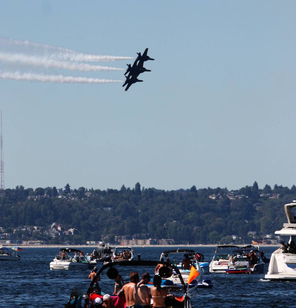 Seafair75 will draw thousands of attendees to areas along the Lake Washington shoreline, including Mercer Island, to view the spectacular Blue Angels air show and more from Aug. 2-4. The Interstate 90 bridge will not close this year, according to the city. The maximum capacity for recreational use by the general public at Groveland Beach Park will be limited to 500 people, on a first-come-first-serve basis. No more will be allowed into the park while at maximum capacity, as calculated by on-site city staff. For more information on the best city viewing locations and more, visit <a href="https://tinyurl.com/3t9xccnf" target="_blank">https://tinyurl.com/3t9xccnf</a>. Here are some Blue Angels air action shots from the Groveland Beach Park pier in 2022. Andy Nystrom/ staff photos