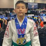 Mercer Islands Mikhail Zulaev notched a pair of gold medals at the US Open Judo Championships from July 24-27 in Fort Lauderdale, Florida. He triumphed in the following categories: boys born in 2015, Bantam 5 under 33 kg, and boys born in 2015, Bantam 5 under 37 kg. Courtesy photo