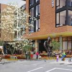 A rendering of the Xing Hua mixed-use development at the southeast corner (intersection of 78th Avenue Southeast and Southeast 29th Street). Courtesy of Johnston Architects