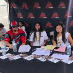 Courtesy photo
KMIH 88.9 The Bridge student broadcasters Hayley Nguyen and Aaliyah Khan chat with MissMercury.com unlimited hydroplane driver Jamie Nilsen for the Mercer Island High Schools Log Boom Radio broadcast during Seafair weekend from Genesee Park near Lake Washington.