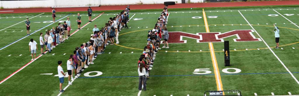 Marching basics were on the agenda during Mercer Island High Schools band camp. Andy Nystrom/ staff photo