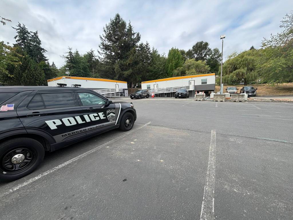 A pair of Mercer Island Police Departments new modular buildings are being utilized at the rear of the city hall campus. Andy Nystrom/ staff photo
