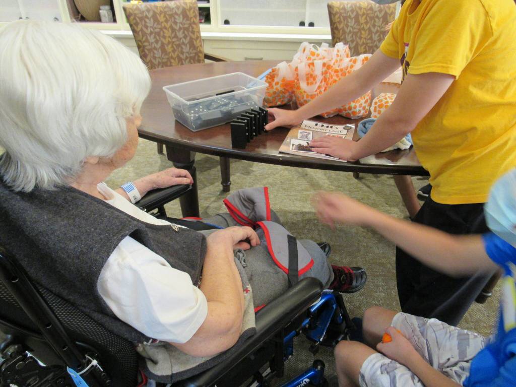 Thirty students from Mercer Islands French American School of Puget Sound (FASPS) recently visited Covenant Living at the Shores on Mercer Island skilled nursing residents. The-eighth graders pair up with residents for conversation and to provide fun while participating in enriching activities. The students play games, bring greeting cards and exchange goodie bags. This intergenerational program between Covenant Living and FASPS started in 2017 as a way to unite the different generations. The visits enrich participants lives and demonstrates that the young and older adults have a lot to offer each other in their communities. Courtesy photo