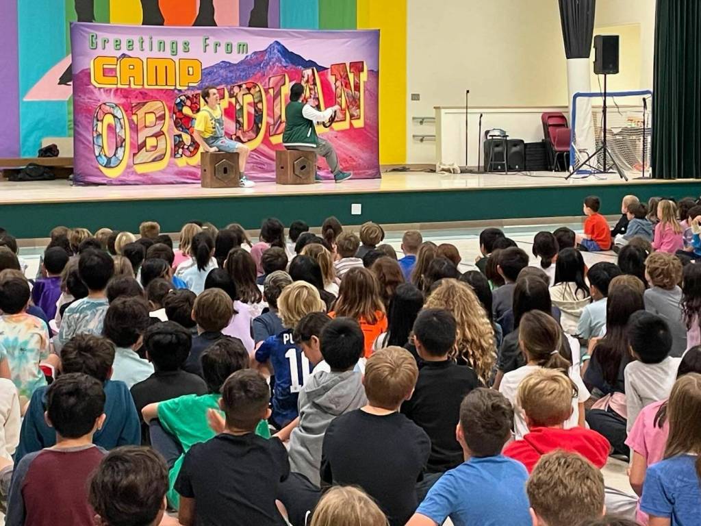 To recognize National Bullying Prevention Month, Seattles Taproot Theatre cast visited Lakeridge Elementary on Oct. 1 to perform a play called Rocks! which focuses on bullying prevention, celebrating differences and welcoming newcomers. Lakeridges PTA facilitated the Taproot appearance. Photo courtesy of the Mercer Island School District