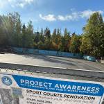 The Luther Burbank Park sport courts for pickleballers are currently undergoing renovation. Andy Nystrom/ staff photo