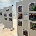 Attendees viewed the Oct. 7 Art Showcase by Israeli Children full exhibit on Oct. 20 at the Stroum Jewish Community Center on Mercer Island. Photo courtesy of the Stroum Jewish Community Center and Jewish Family Service of Seattle