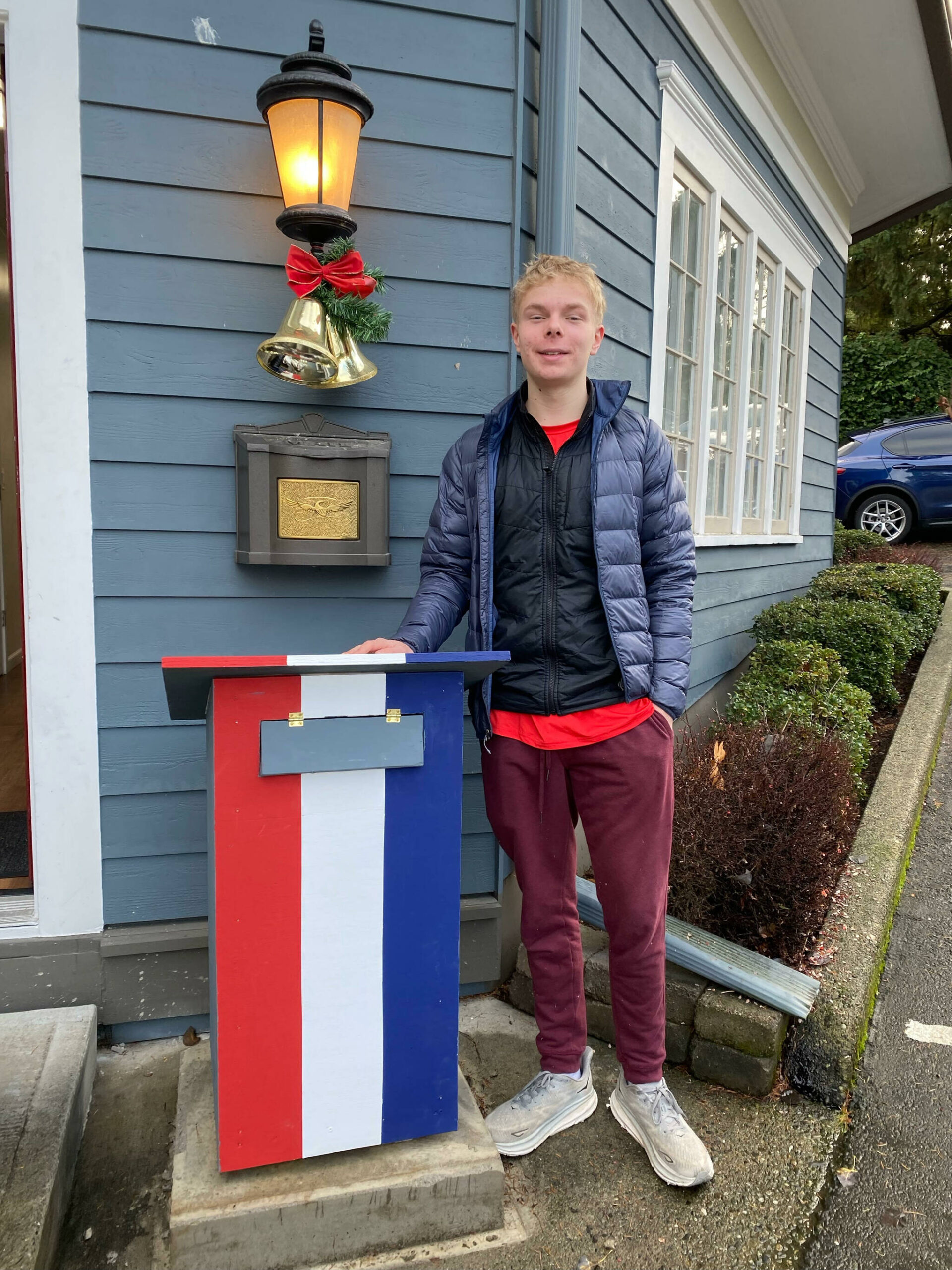 Mercer Island Eagle Scout Vander Garr built a flag collection box at the Veterans of Foreign Wars (VFW). Courtesy photo
