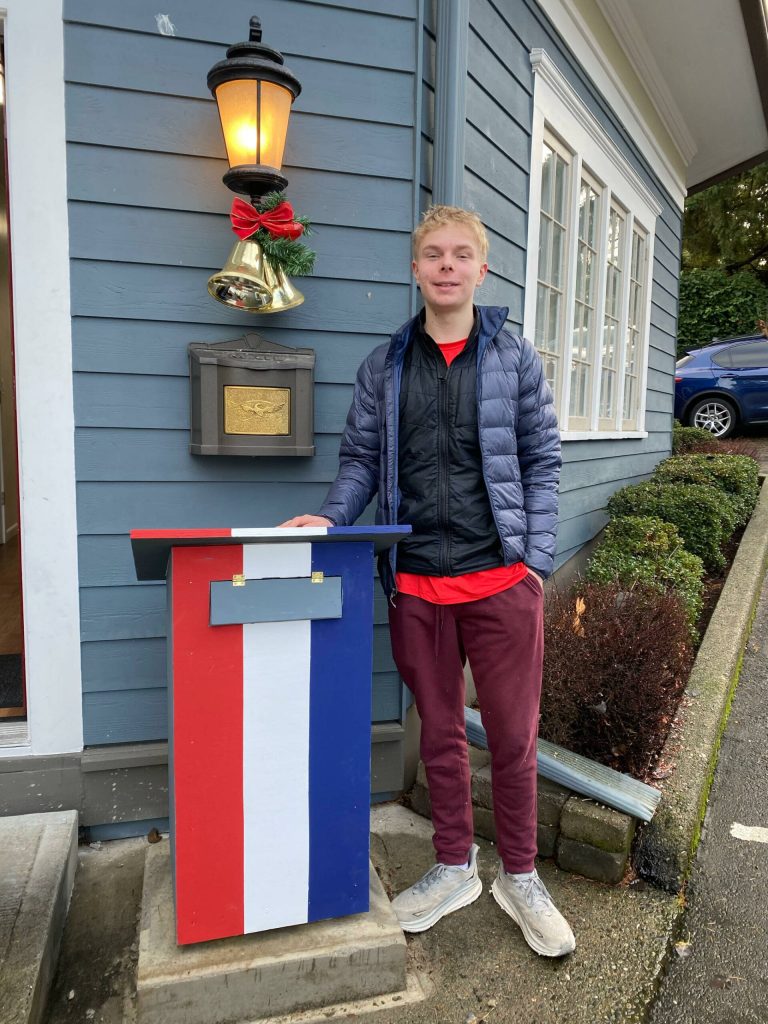 Mercer Island Eagle Scout Vander Garr built a flag collection box at the Veterans of Foreign Wars (VFW). Courtesy photo