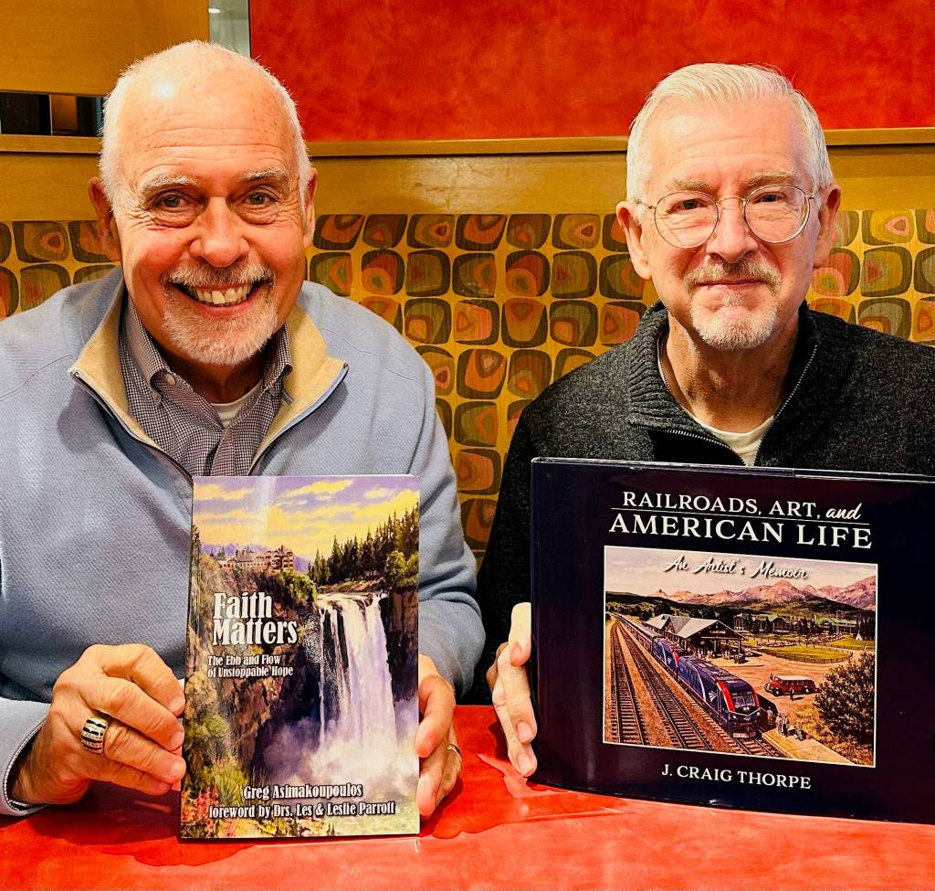 Courtesy photo 
On Dec. 8, Greg Asimakoupoulos will be signing copies of Faith Matters: The Ebb and Flow of Unstoppable Hope at Island Books from 1 to 3 p.m. Craig Thorpe will also be signing copies of his book Railroads, Art and American Life.