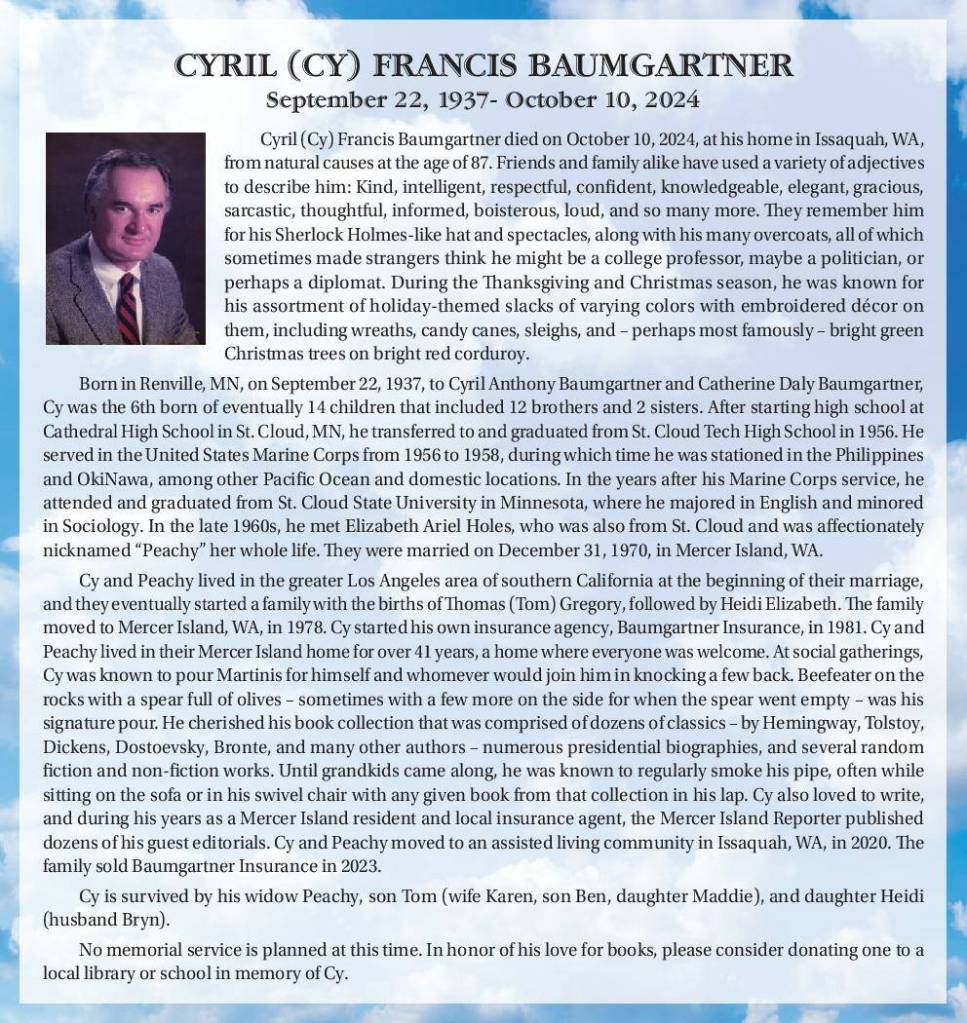 Cyril (Cy) Francis Baumgartner | Obituary