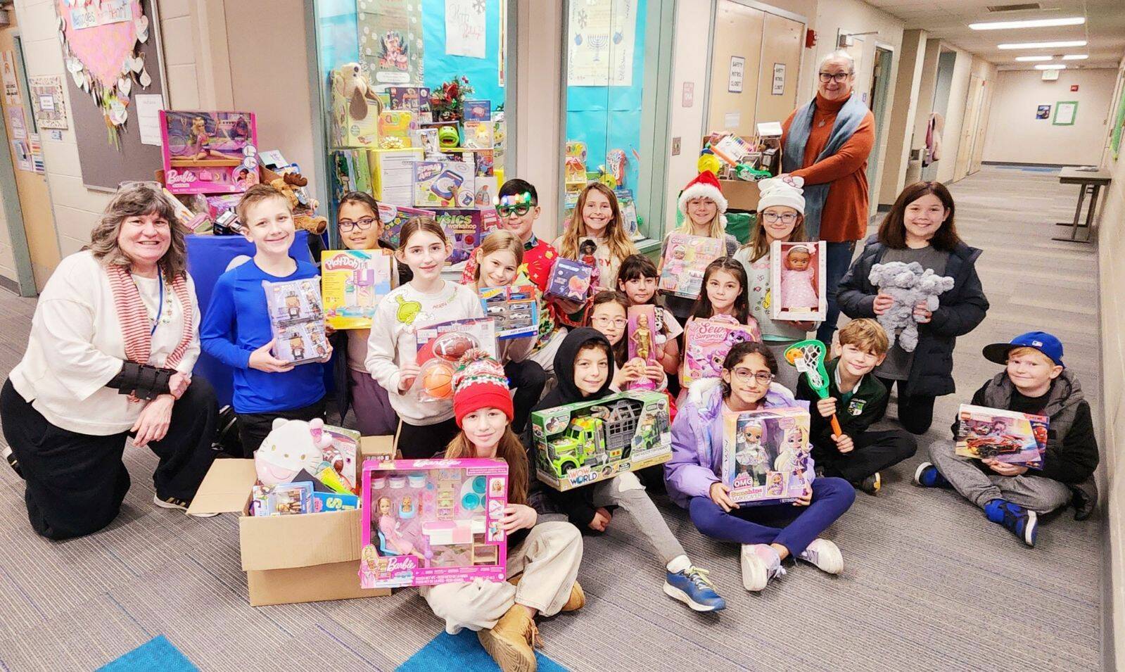 Island Park Elementary Schools student council collected 250-plus toys, smashing its goal of 100, from the Island Park community for families staying at Childrens Hospital this holiday season. Photo courtesy of the Mercer Island School District