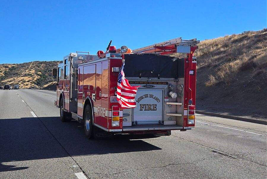 Mercer Islands fire engine on the road in California. Photo courtesy of Eastside Fire & Rescue