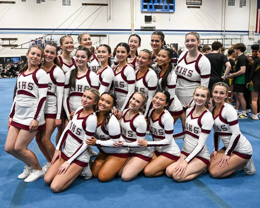 Mercer Island High Schools cheer team. Photo courtesy of Debbie Burke