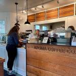 A customer places an order at Fall Citys Aroma Coffee Co. Jan. 14, 2025. (Grace Gorenflo/Valley Record)