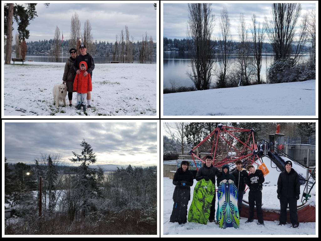 Snow scenes on Mercer Island on Feb. 5. Photos courtesy of the city of Mercer Island