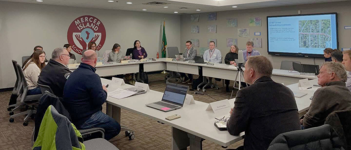 Mercer Island City Councilmembers meet with Mercer Island School Board of Directors and other city and school staffers on Feb. 6. Photo courtesy of the Mercer Island School District