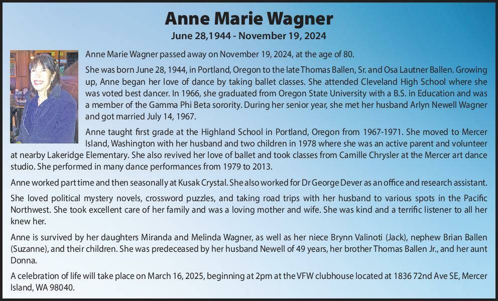 Anne Marie Wagner | Obituary