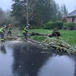 Firefighters clean up after the Feb. 24 storm. Photo courtesy of the city of Mercer Island