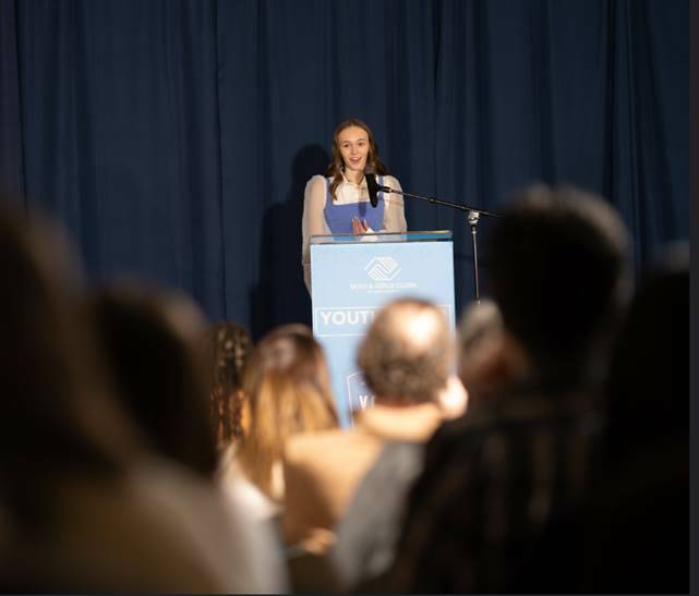 Mercer Island High School junior Adele Ross speaks at the Boys Girls Club of King County Youth of the Year ceremony on Feb. 8 at the Smilow Rainier Vista Club in Seattle. Courtesy photo