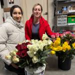 Sabrina Ennanova and her mom Zarema Kharachik organize and sort roses for seniors. Courtesy photo