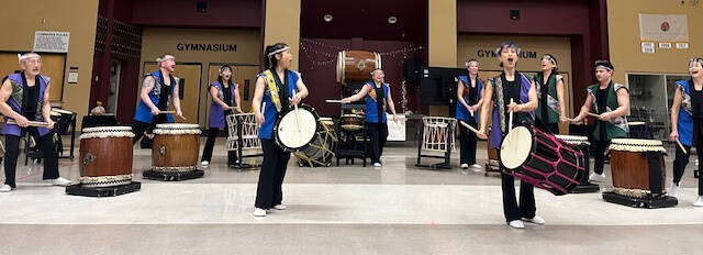 Drumming group Seattle Kokon Taiko gives a Japanese-style drumming performance at the Night Market. Photo courtesy of the Mercer Island School District