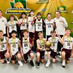 Top row, left to right: Coach Yan Fatien, Will Russell, Laign Magee, Luke Wilbur, Blake Schwabe, Colton Gribble and assistant coach Joe Gormley. Bottom row, left to right: Jacob Sharpe, Franco Giler, Cash Coochise, Luke Thomas, Paxton Conklin and Drew Munson. Not pictured: Rylan Baker. Photo courtesy of Kelly Coochise
