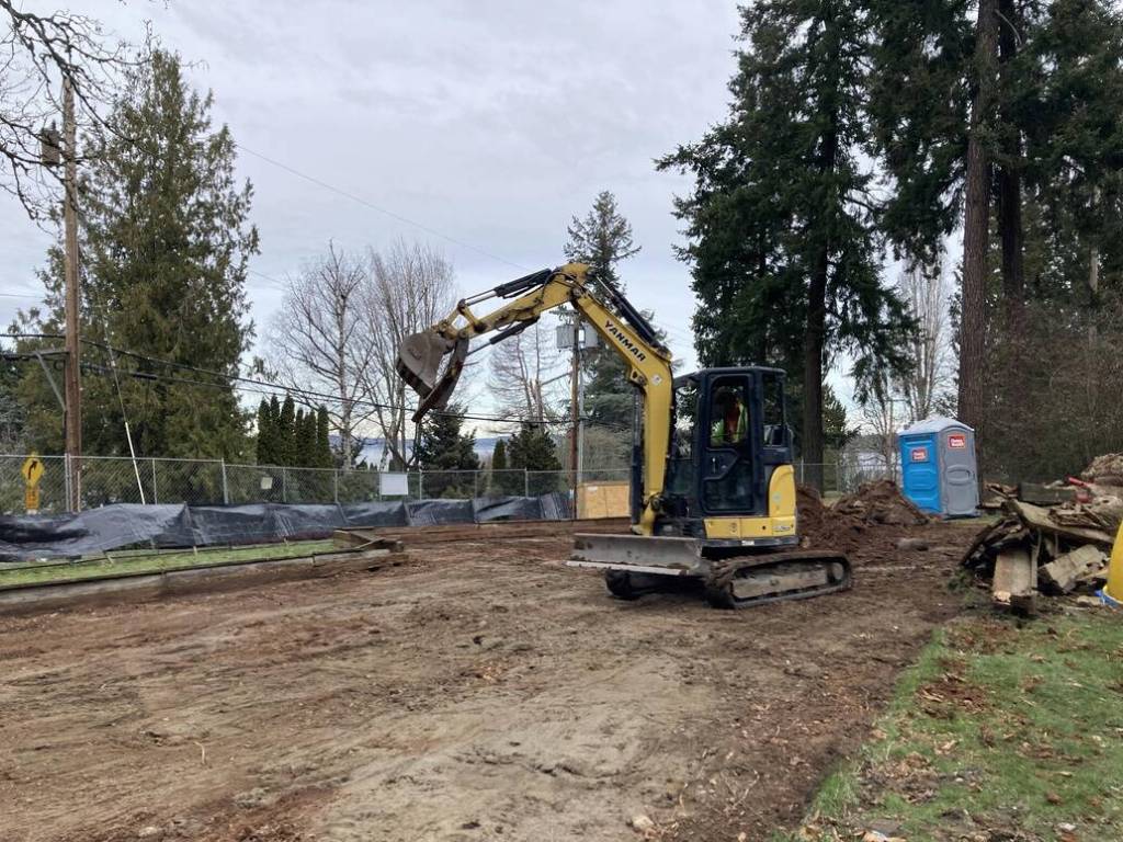 Playground construction is underway at Roanoke Park, which is located at 70th Avenue Southeast and West Mercer Way. According to the city of Mercer Island, the renovated play area will feature new equipment, accessible poured-in-place play area surfacing and pathways, an updated picnic area, ADA parking, and a new drainage system. The city added that despite rainy March weather, R&R Construction has completed site demolition and surveying and is now working on grading work to install a new play area curbing and drainage. Construction will continue for two to three more months, including waiting for a warm, dry weather window to install the accessible play area surfacing. Photo courtesy of the city of Mercer Island