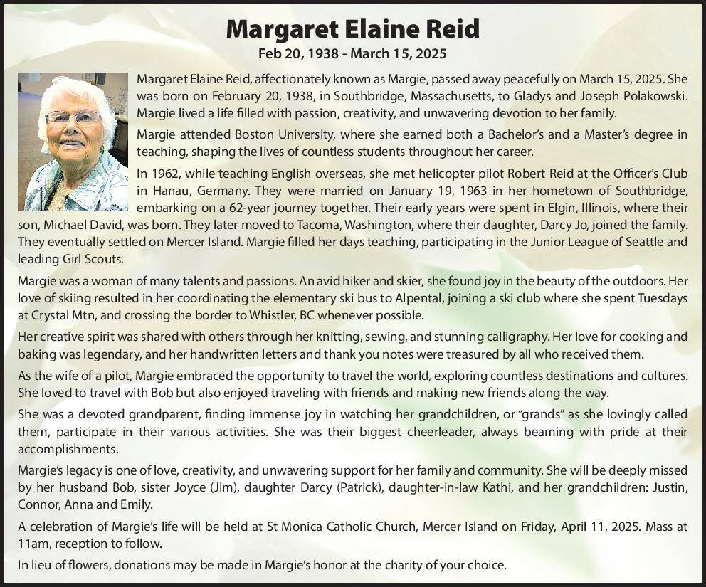 Margaret Elaine Reid | Obituary