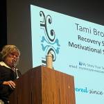 Sexual assault survivor Tami Brooks shares her story at the Mercer Island High School sexual assault awareness assembly on March 19. Photo courtesy of the Mercer Island School District