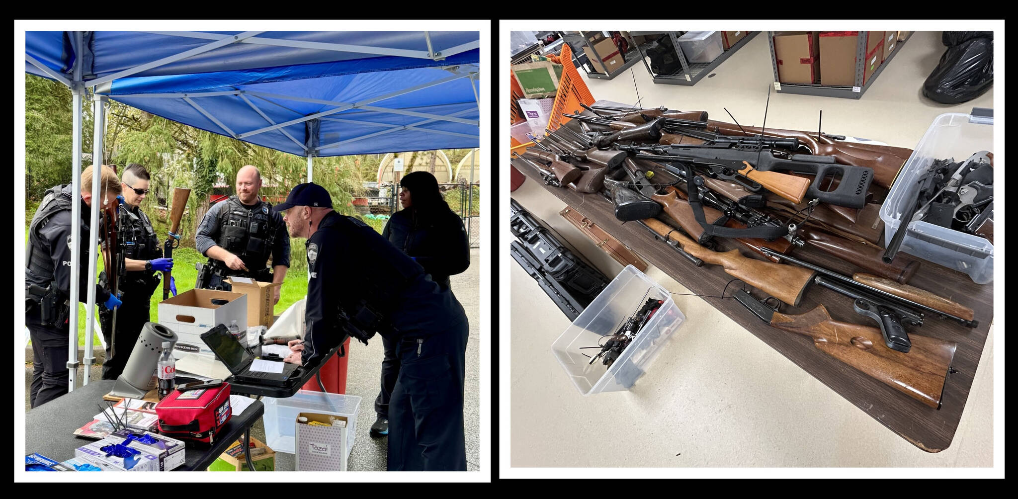 Mercer Island Police Department officers collected 61 unwanted firearms at their gun buyback event on March 29 at the city hall campus. Photos courtesy of the Mercer Island Police Department
