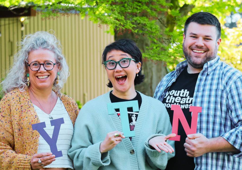 From left to right, Youth Theatre Northwests Theresa Heeren, Mimi Katano and Cory Southwell. Courtesy photo