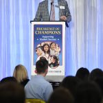 Mercer Island School District Superintendent Dr. Fred Rundle speaks at the Mercer Island Schools Foundations Breakfast of Champions fundraiser on April 29 at Mercer Island High School. Andy Nystrom/ staff photo