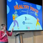 Mercer Island Youth and Family Services Prevention Coordinator Michelle Ritter speaks at the annual Mercer Island Healthy Youth Community Forum on April 30 at the Mercer Island Community and Event Center. Courtesy photo