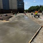 Crews work on the new commuter parking facility at the former Tullys site and Sunset Highway. Photo courtesy of the city of Mercer Island