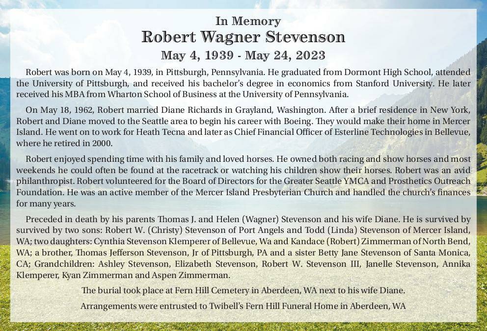 Robert Wagner Stevenson | Obituary