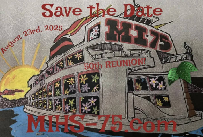 Mercer Island High Schools Class of 1975 will be holding its 50-year reunion on Aug. 23 at the Mercer Island Community and Event Center. The event will feature music, a buffet dinner and a no-host bar. Photos and mementos will be available. Register now at <a href="https://mihs-75.com/" target="_blank">https://mihs-75.com/ </a>