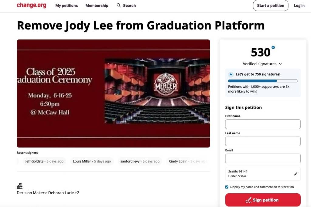 (Screenshot of the petition at change.org)