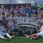Mercer Island High Schools boys soccer team beat Shorewood High School, 3-2, to win the 3A state championship on May 31 at Sparks Stadium in Puyallup. MI received goals from Ben Park, Bridge Gerry and Tyler Shelton. Photo courtesy of the Mercer Island School District