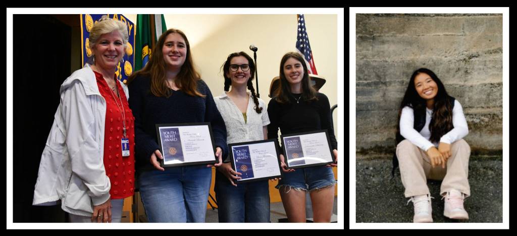 Left to right, Mercer Island High School instructor Jen McLellan​ along with seniors Hannah Burnett, Quinn Finneran and Samantha Schwartz at the June 3 Rotary Club of Mercer Island meeting. Andy Nystrom/ staff photo; Senior Anna Marsh. Courtesy photo