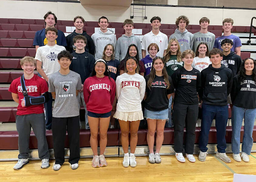 A plethora of Mercer Island High School senior student athletes signed National Letters of Intent on June 4. Photo courtesy of the Mercer Island School District