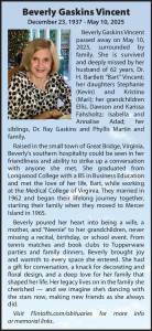 Beverly Gaskins Vincent | Obituary
