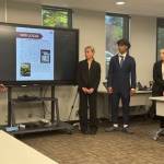 Mercer Trade Inc.s Max Laban, Chloe Simpson, Elan Gotel, Sean Kern and Quinn Harper present the classs annual report on June 10. Courtesy photo