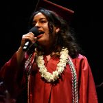 Anahita Najafian sings the National Anthem. Andy Nystrom/ staff photo