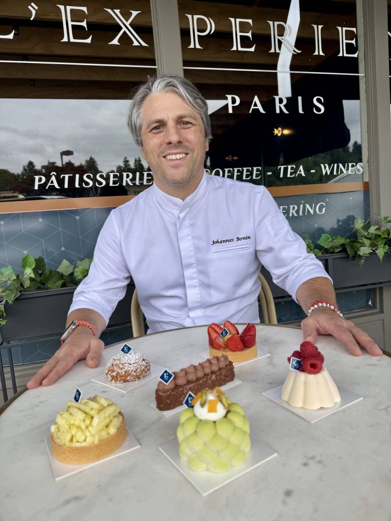 Chef Johannes Bonin displays his pastries. Photo courtesy of LExperience Paris