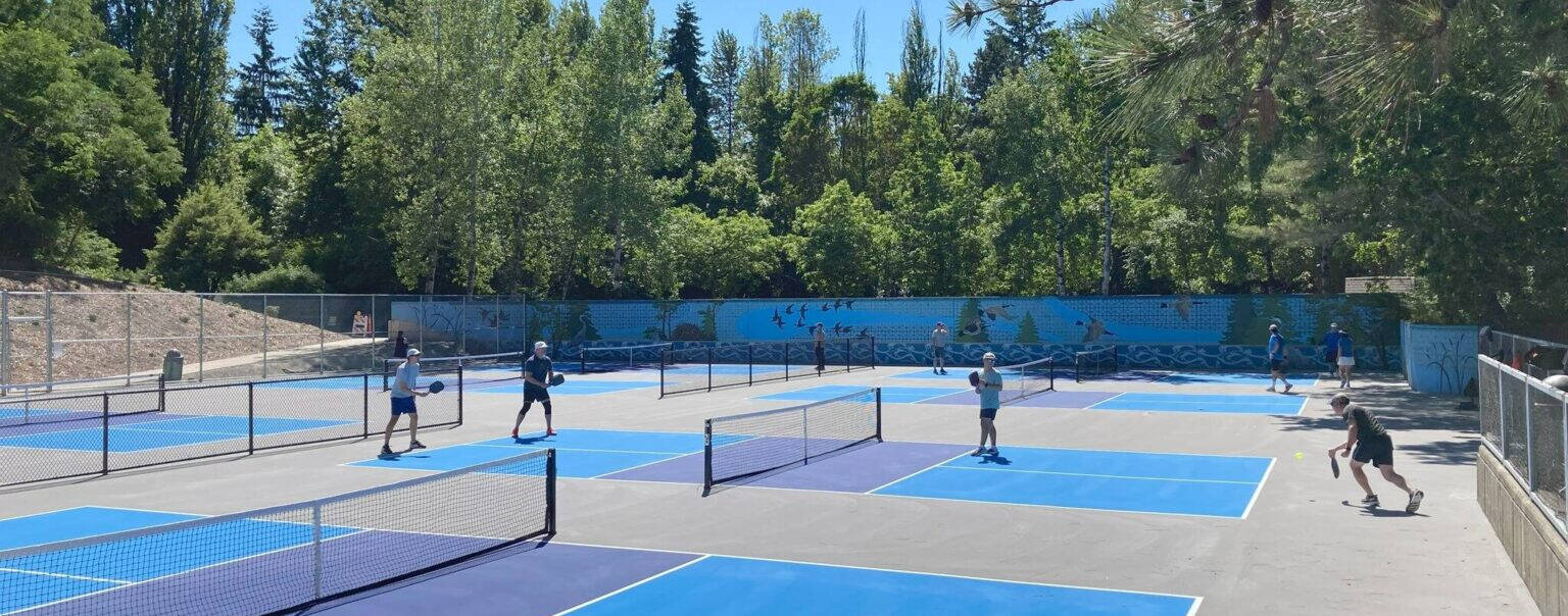 Pickleball players hit the courts at Luther Burbank Park. Photo courtesy of the city of Mercer Island