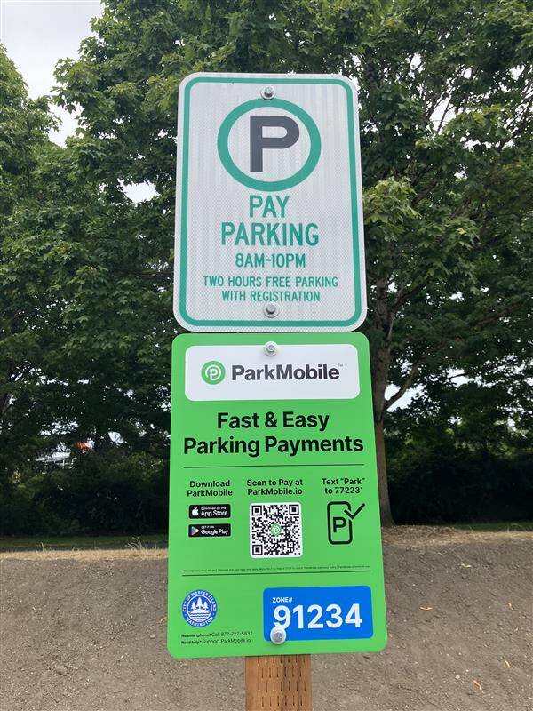 Pictured is a sign at the Town Center Parking Area. Photo courtesy of the city of Mercer Island